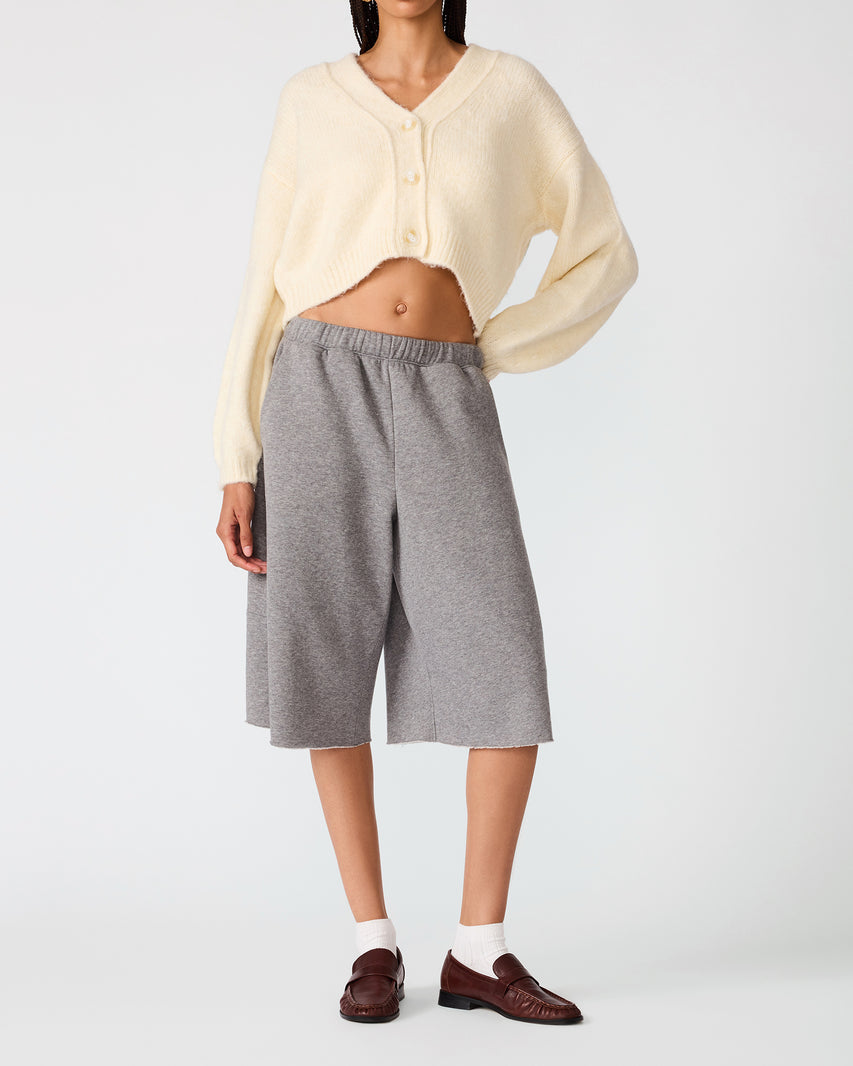 FLEECE SWEAT SHORT LIGHT HEATHER GREY - view 2