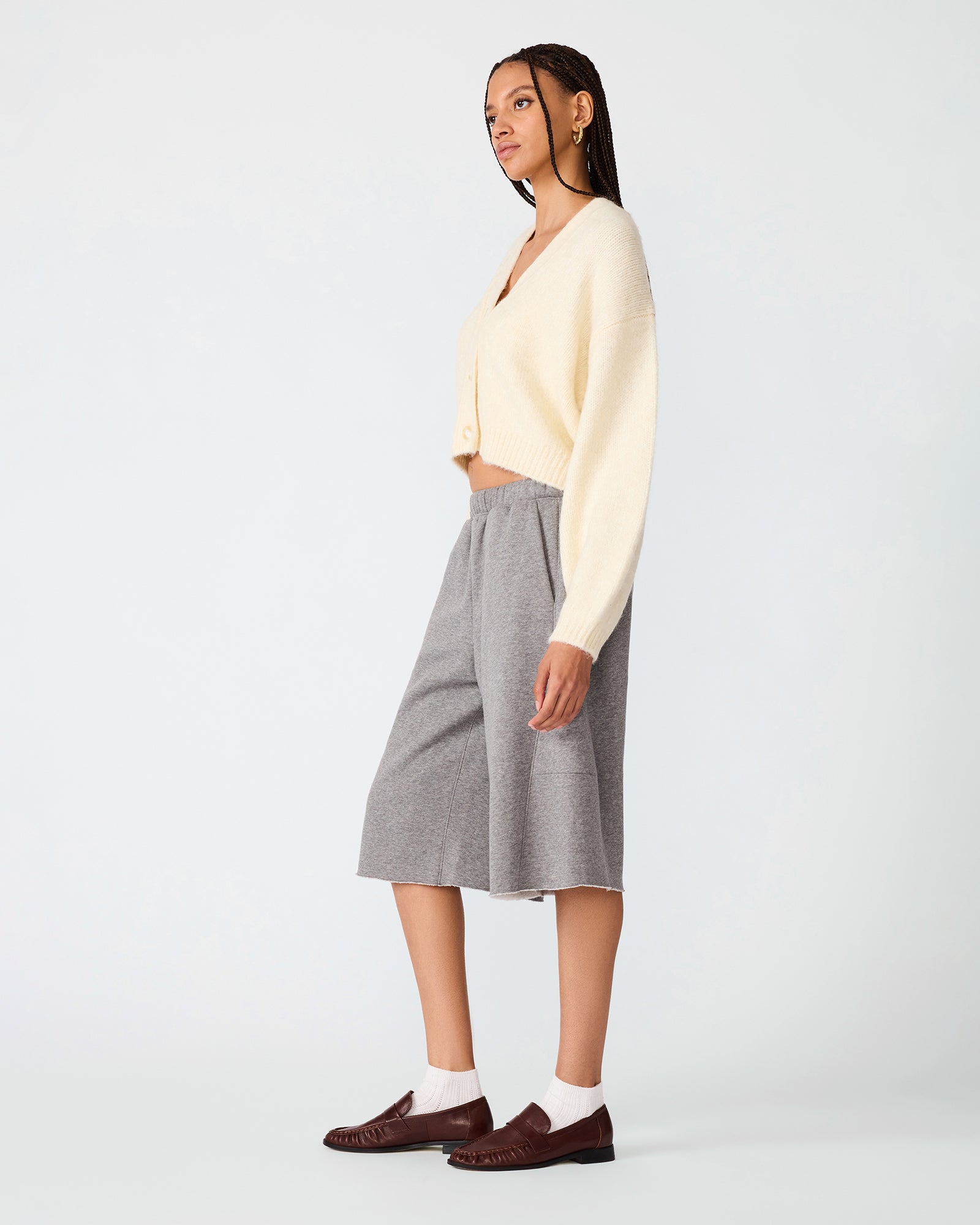 FLEECE SWEAT SHORT LIGHT HEATHER GREY - view 3