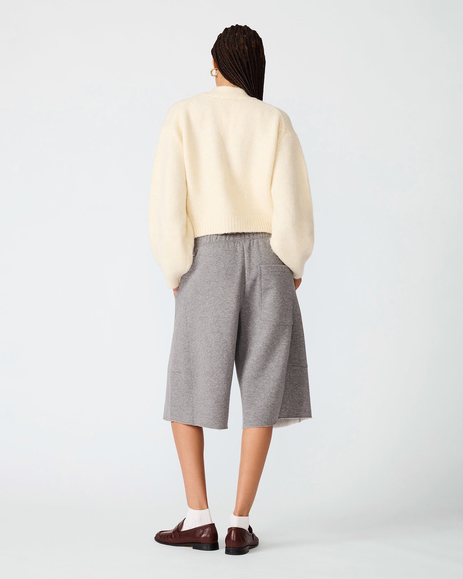 FLEECE SWEAT SHORT LIGHT HEATHER GREY - view 4