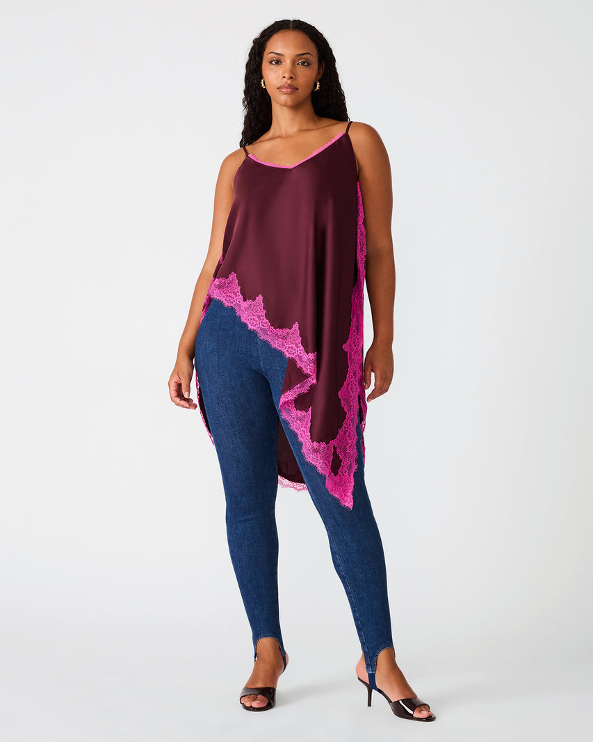 MARGAN Deep Fig Sleeveless Asymmetrical Flowy Women's Top | Steve Madden - view 6