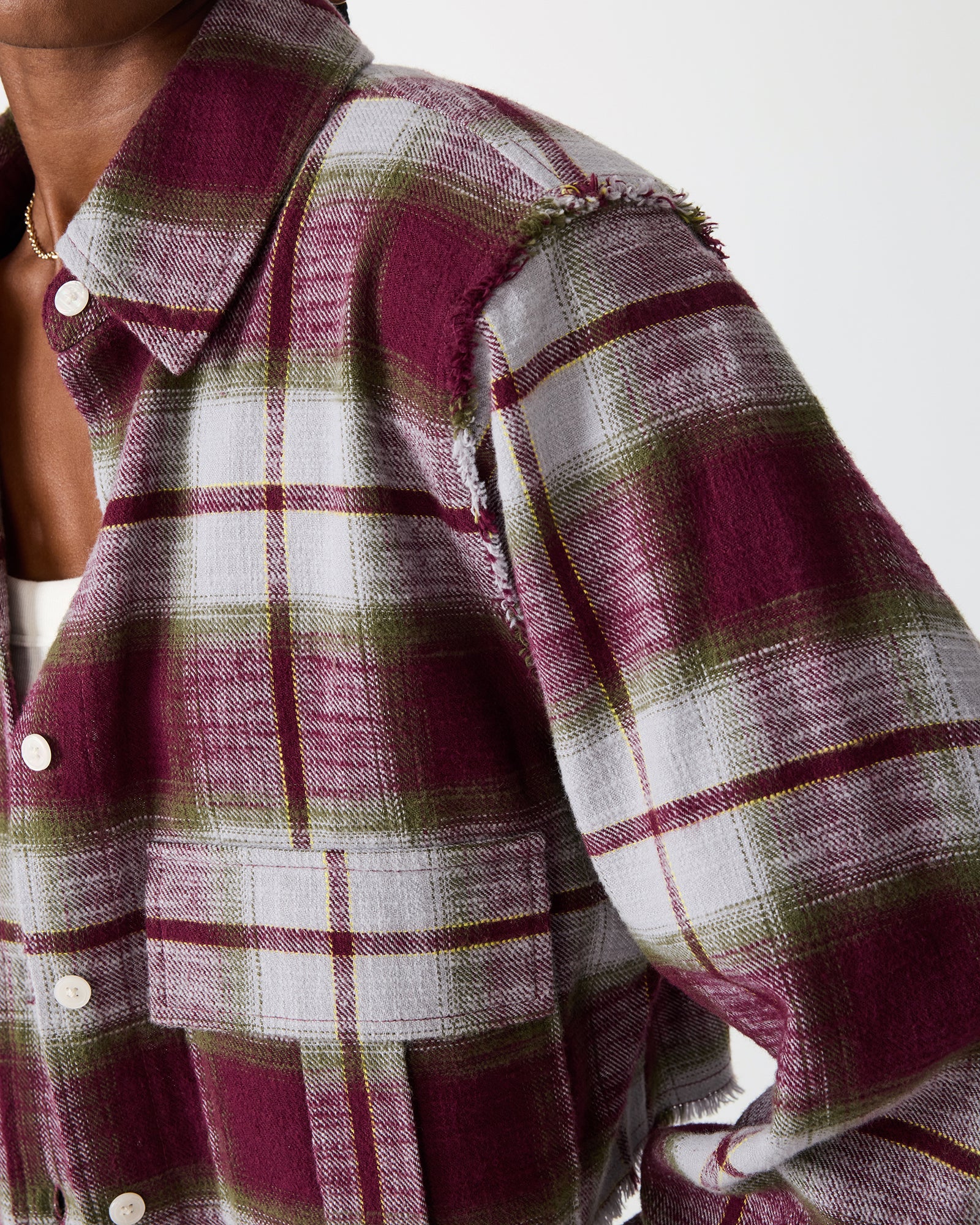MARLOW TOP OLIVE PLAID - view 4