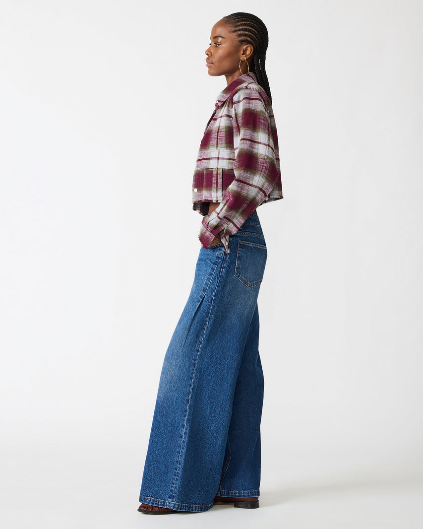 MARLOW TOP OLIVE PLAID - view 2