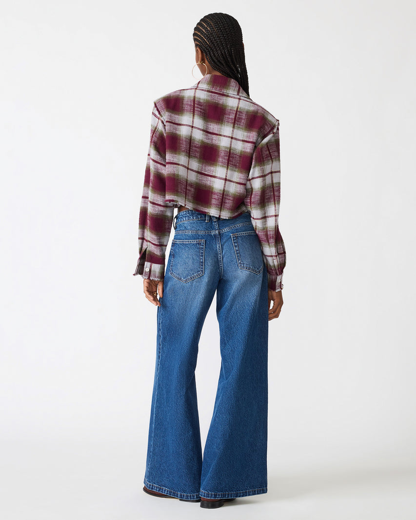 MARLOW TOP OLIVE PLAID - view 3