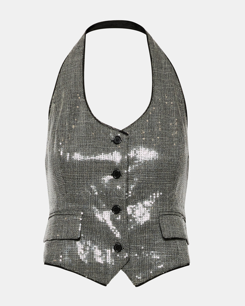 CHANDELLER VEST BLACK PLAID - view 6