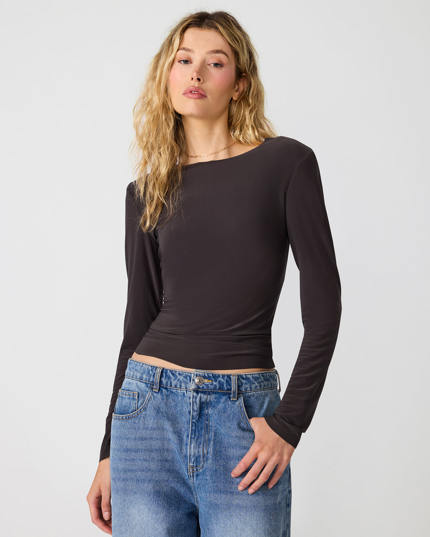 SELINE KNIT TOP DARK ESPRESSO