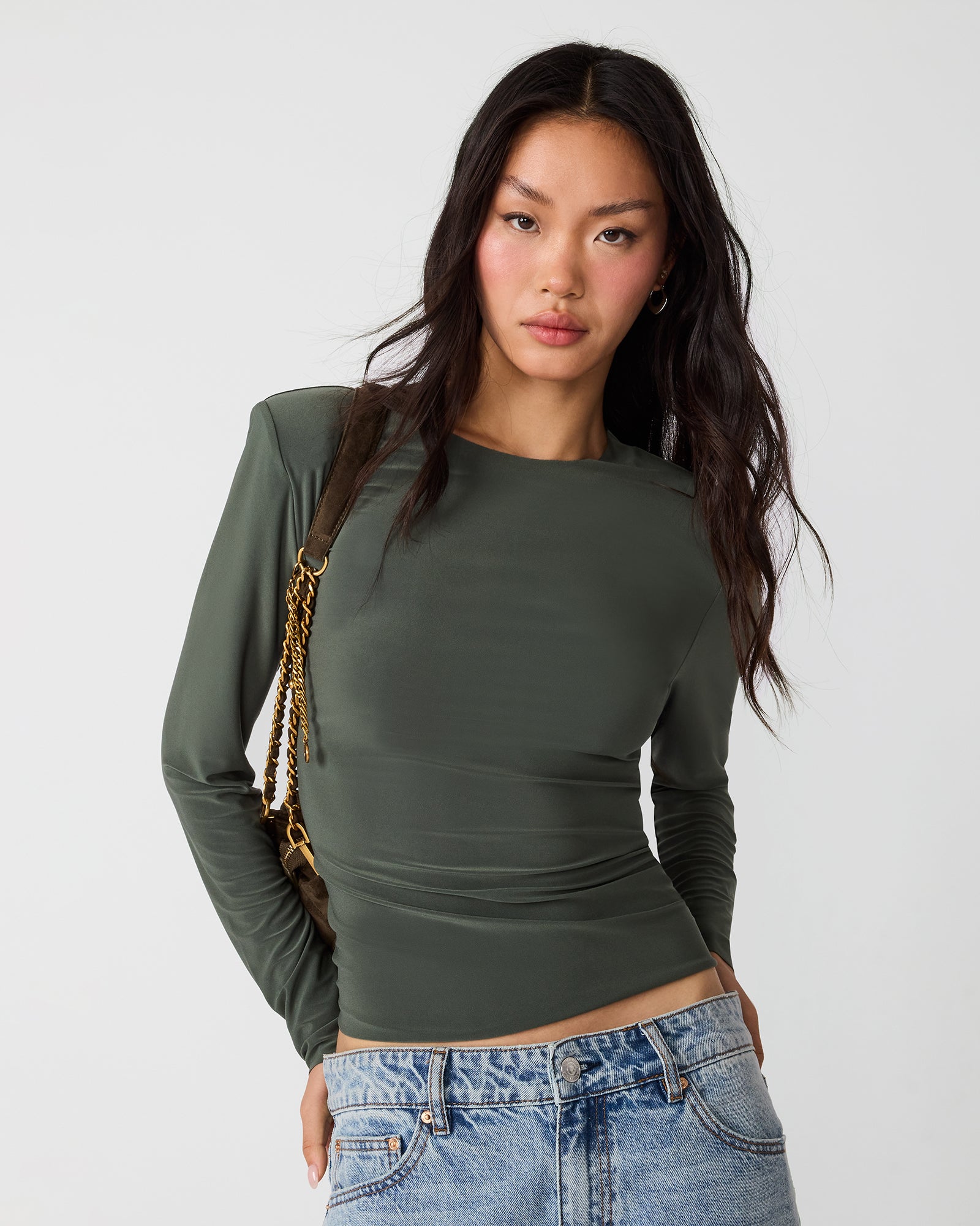 SELINE KNIT TOP DARK OLIVE