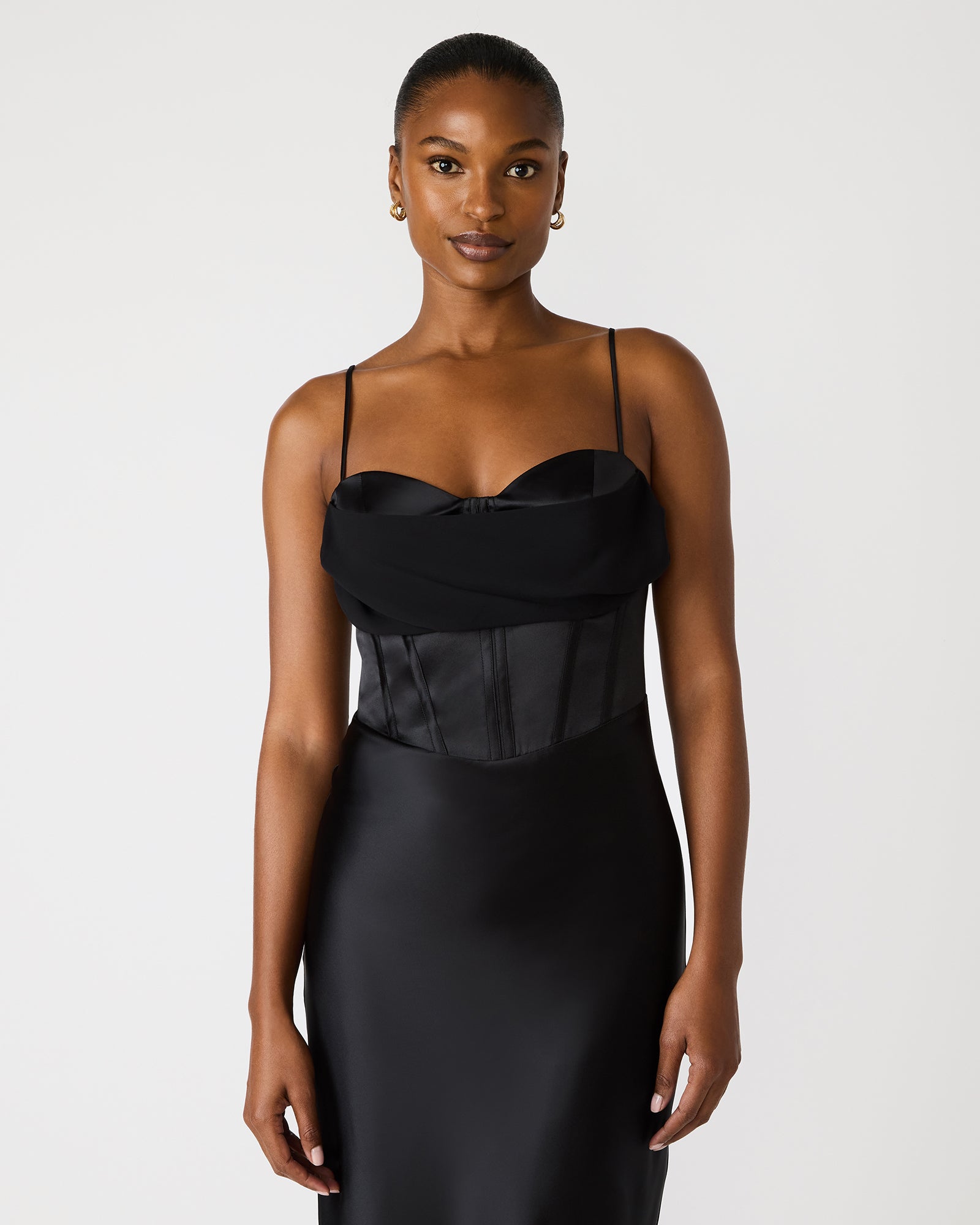 Steve Madden Sleeveless Sweetheart Neck Bustier Gown - Black