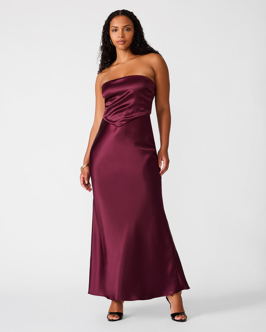 ELAIA Deep Fig Strapless Women's Maxi Dress | Steve Madden