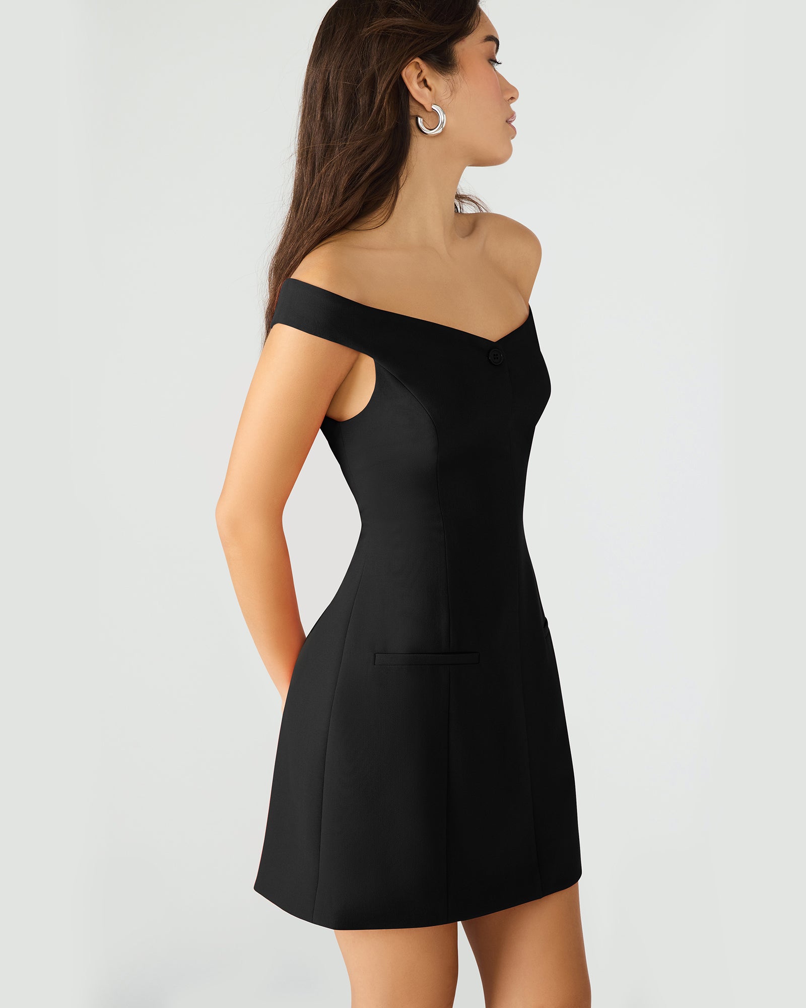 Steve Madden Yana Off-the-Shoulder Mini Dress, Womens, 6, Black Steve Madden Yana Off-the-Shoulder Mini Dress, Womens, 6, Black