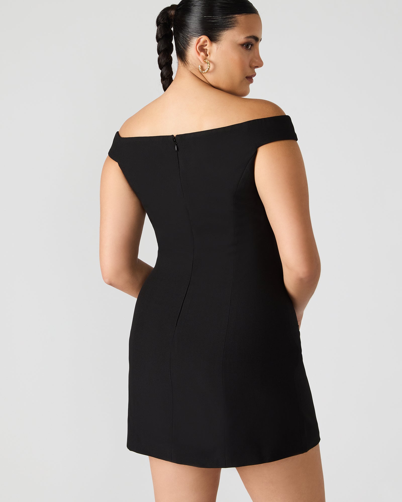 YANA Black Off-The-Shoulder Pleated Women's Dress Steve Madden YANA Black Off-The-Shoulder Pleated Women's Dress Steve Madden