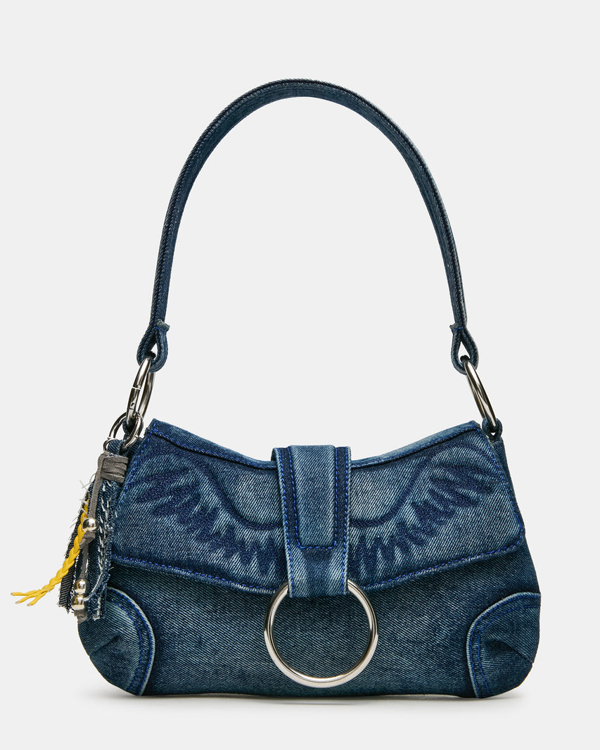 ALBANY Bag Denim/Blue Western-Inspired Denim Shoulder Handbag | Steve Madden