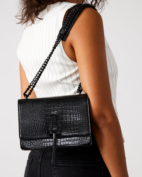 AMARA Bag Crocodile Black/Black Structured Shoulder Bag | Women's ...