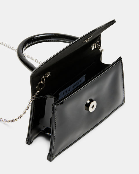 AMINA Bag Black Patent | Women's Mini Bag With Chain – Steve Madden