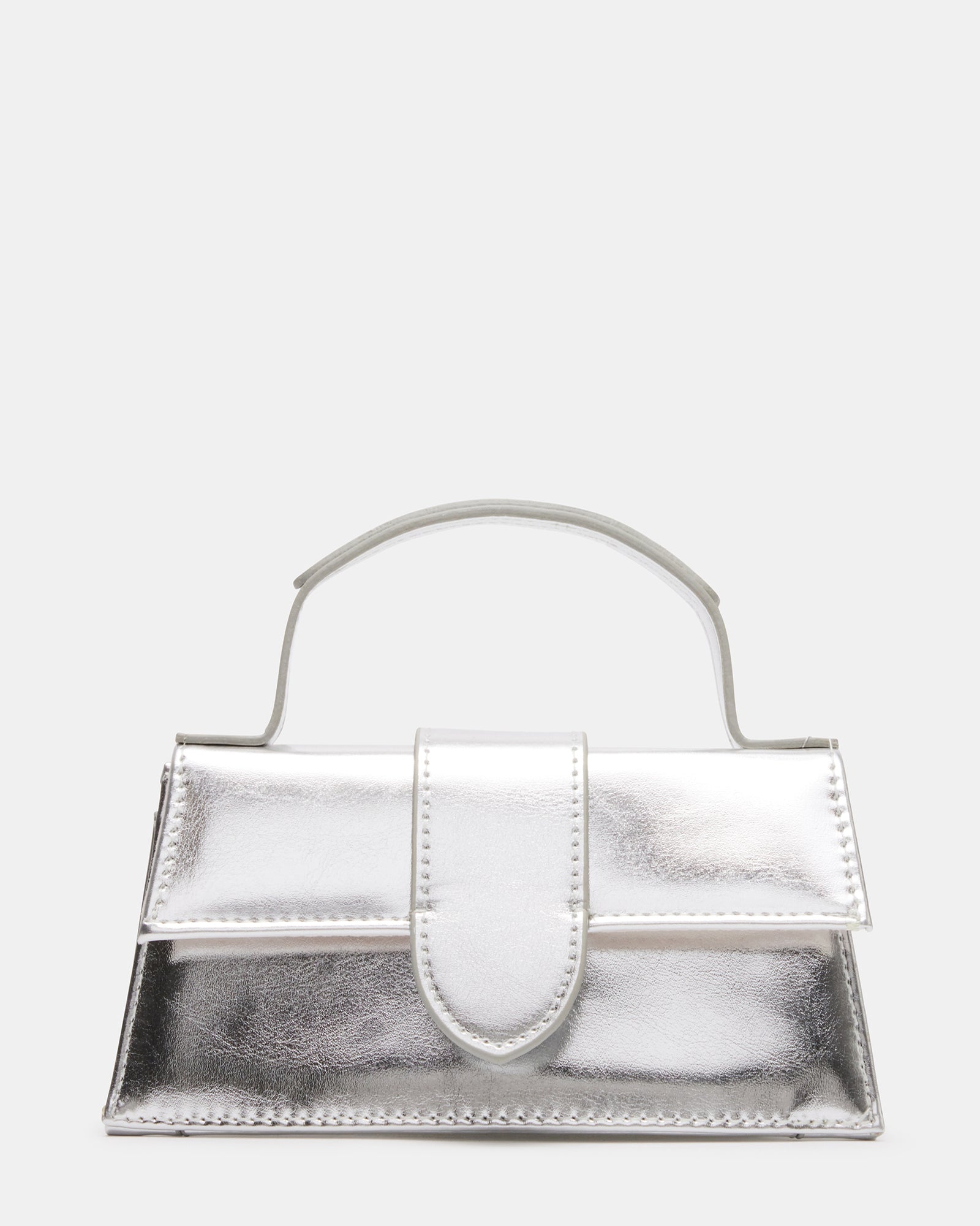 ARLAN Silver Metallic Trapezoidal Satchel Bag | Women's Mini Bags – Steve  Madden