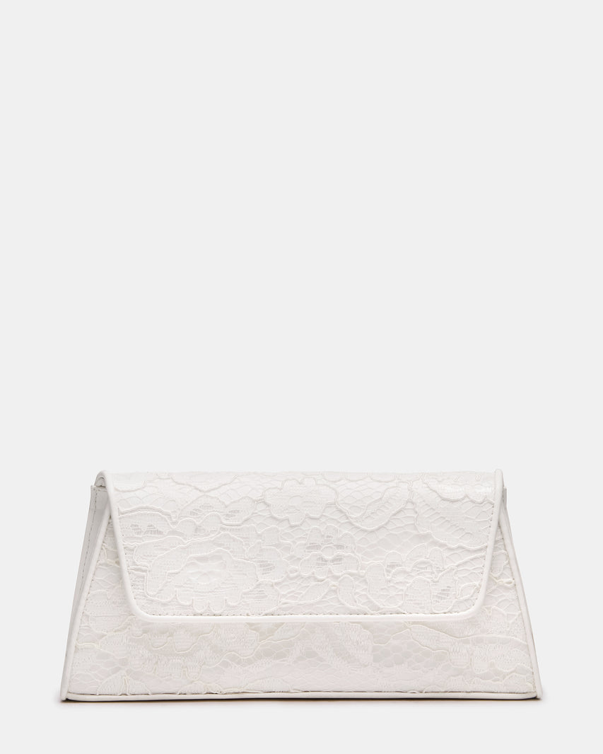 AVANT Bag White Lace French Binding Trapezoid Crossbody Clutch Handbag | Steve Madden