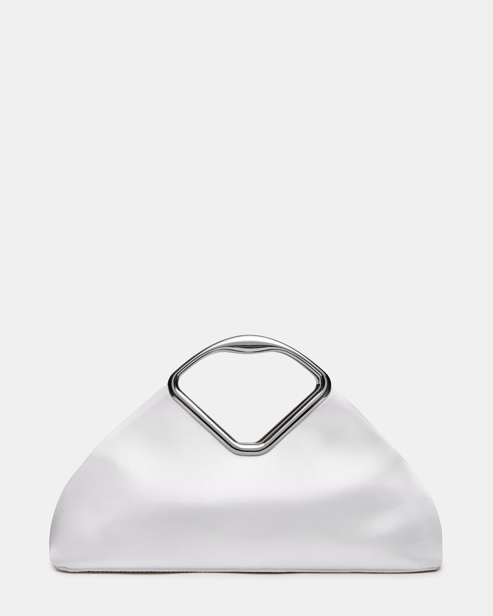 BARBARA Bag White Soft Satin Metal Bracelet Crossbody Clutch Handbag | Steve Madden
