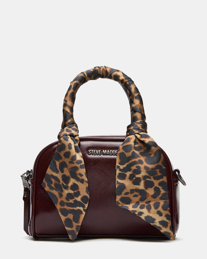 BRAYLA Dark Cherry Dome Satchel Scarf Crossbody Top Handle Handbag | Steve Madden