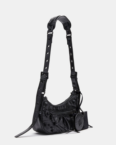 GLOWING Bag Black Studded Crossbody Hobo Bag