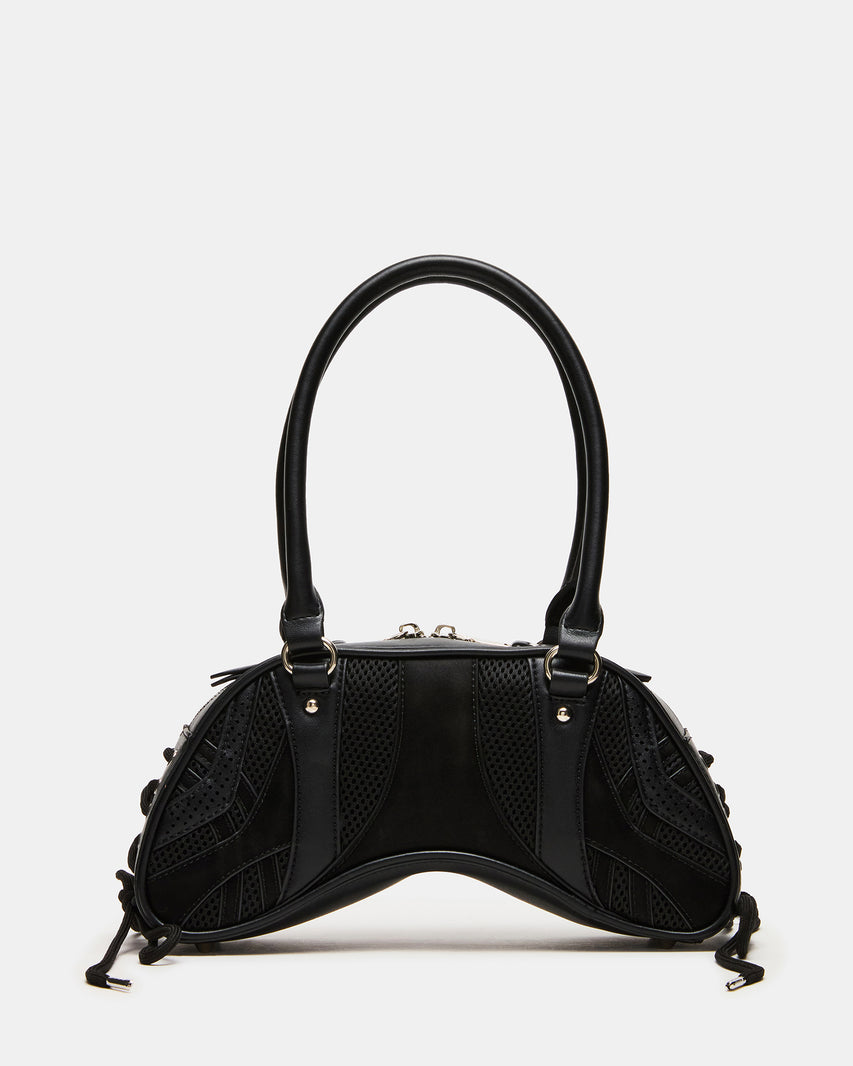KODY Bag Black Lace-Up Buckle Shoulder Strap Handbag | Steve Madden