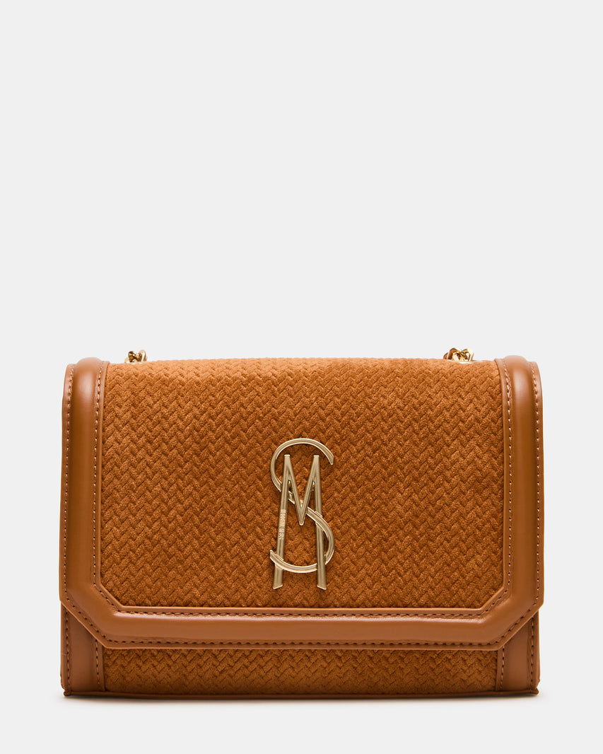 LARISA Woven Tobacco Chain Crossbody Shoulder Strap Handbag | Steve Madden