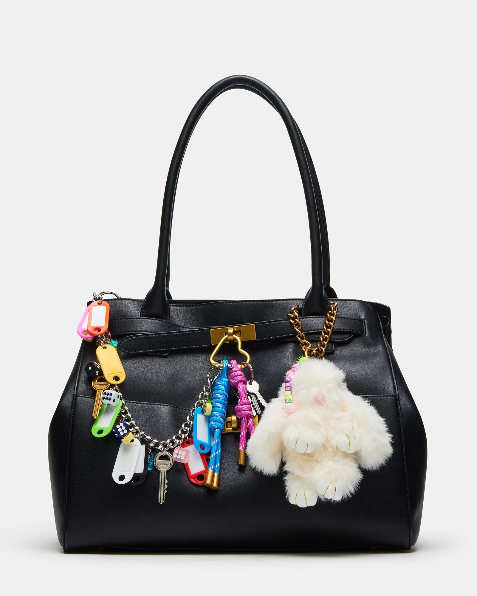 LEILANI Bag Black Large Tubular Shoulder Strap Charm Tote Handbag leilani-bag-black-large-tubular-shoulder-strap-charm-tote-handbag