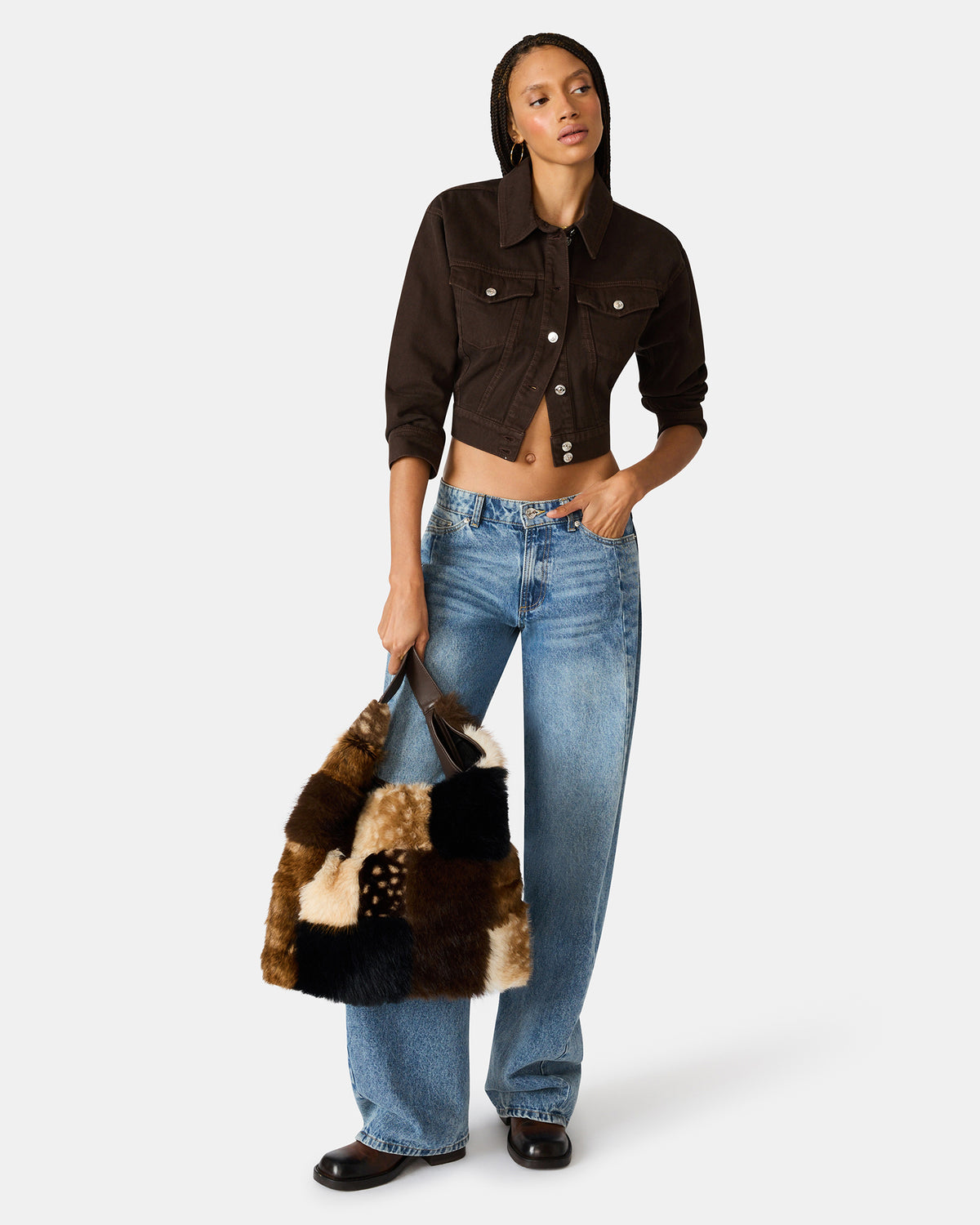 LENORES FAUX FUR BAG PATCHWORK - view 7