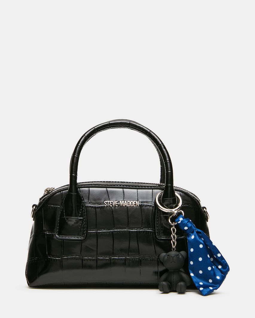 MELODIE Bag Black Crocodile Dome Satchel Top-Handle Crossbody Handbag | Steve Madden