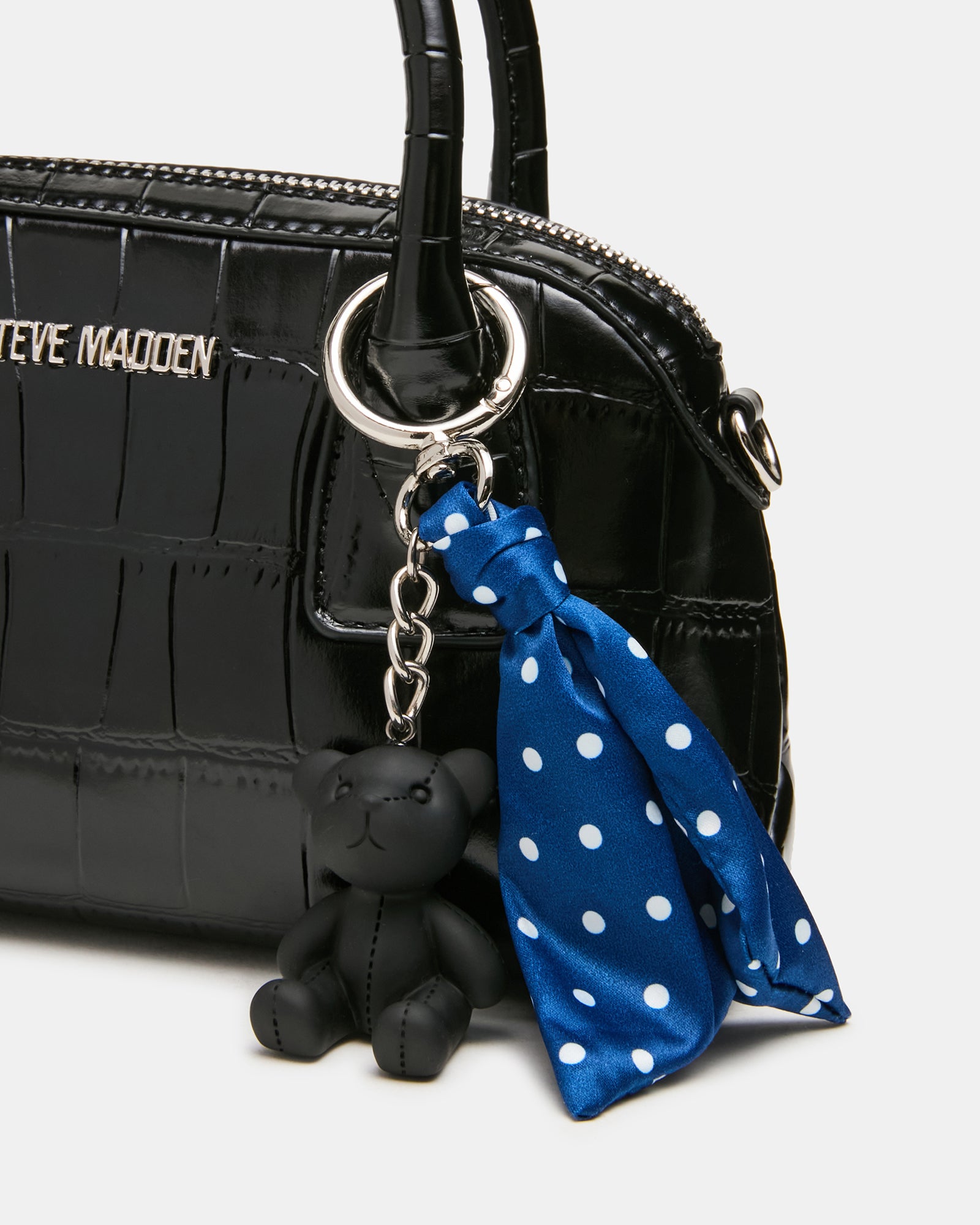 MELODIE Bag Black Crocodile Dome Satchel Top-Handle Crossbody