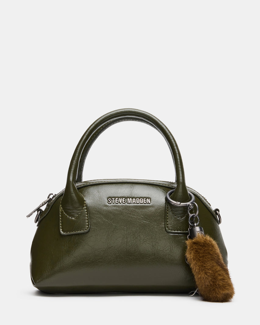 MELODIE Olive Dome Satchel Top-Handle Crossbody Handbag | Steve Madden