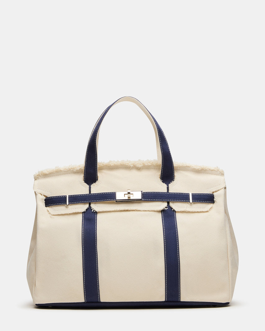 NADYA Navy Canvas Tote Handbag | Steve Madden