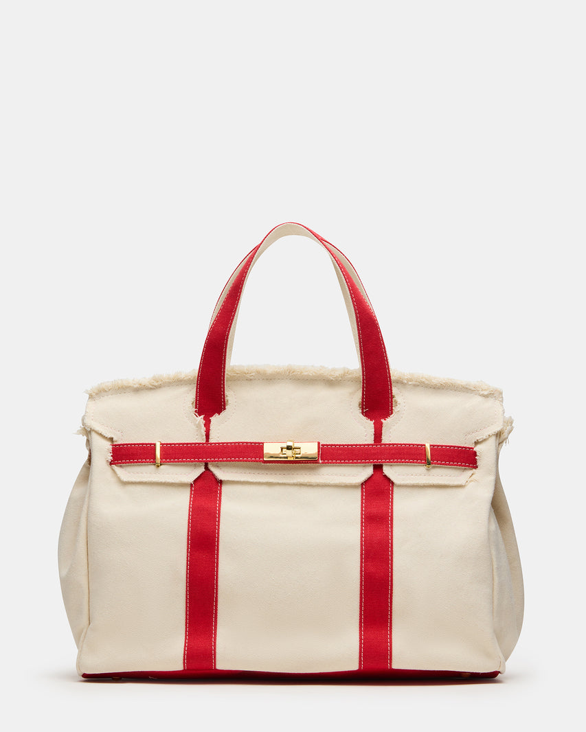 NADYA Red Canvas Tote Handbag | Steve Madden