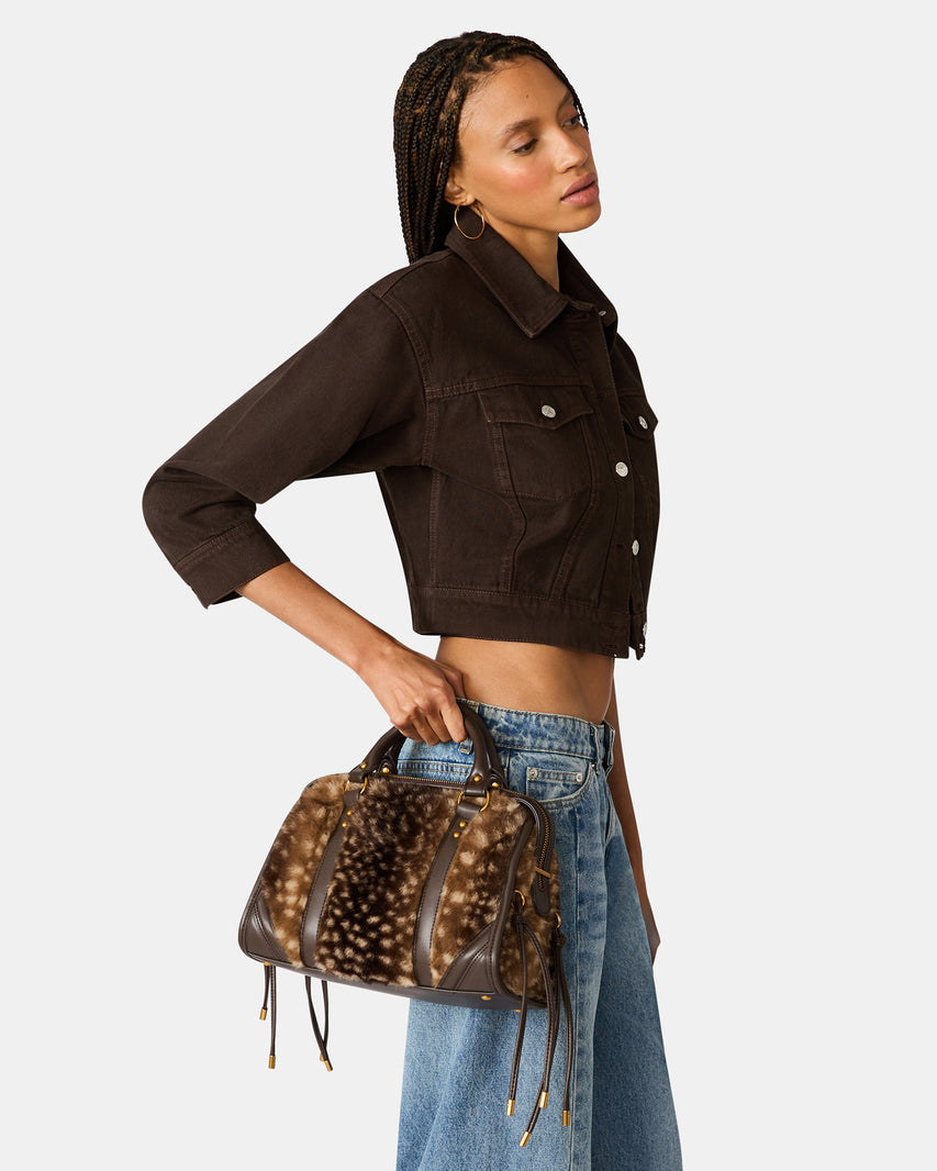 RIGGS FAUX FUR BAG CHOCOLATE - view 2