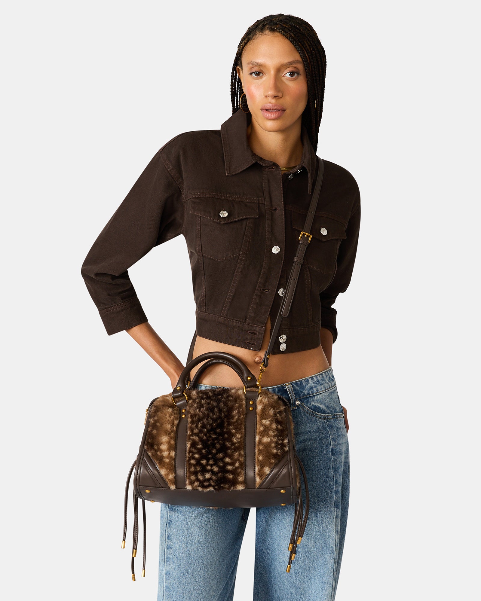 RIGGS FAUX FUR BAG CHOCOLATE - view 7