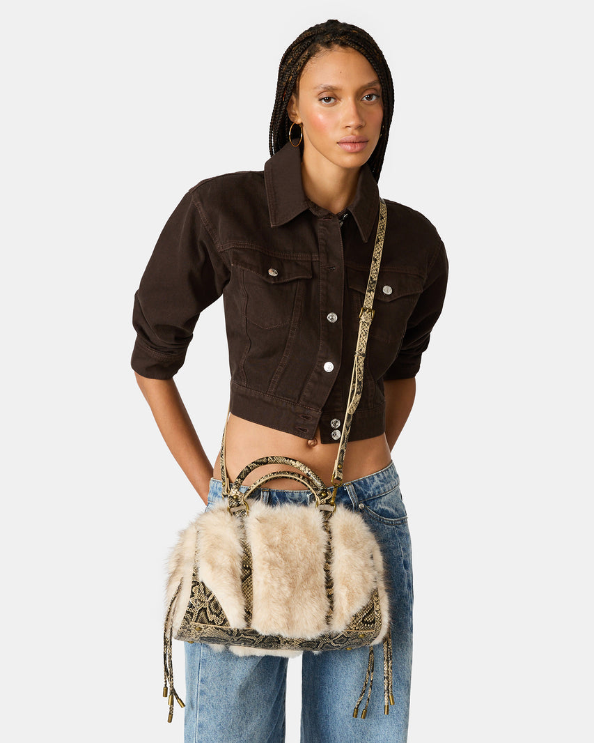 RIGGS FAUX FUR BAG NATURAL - view 7