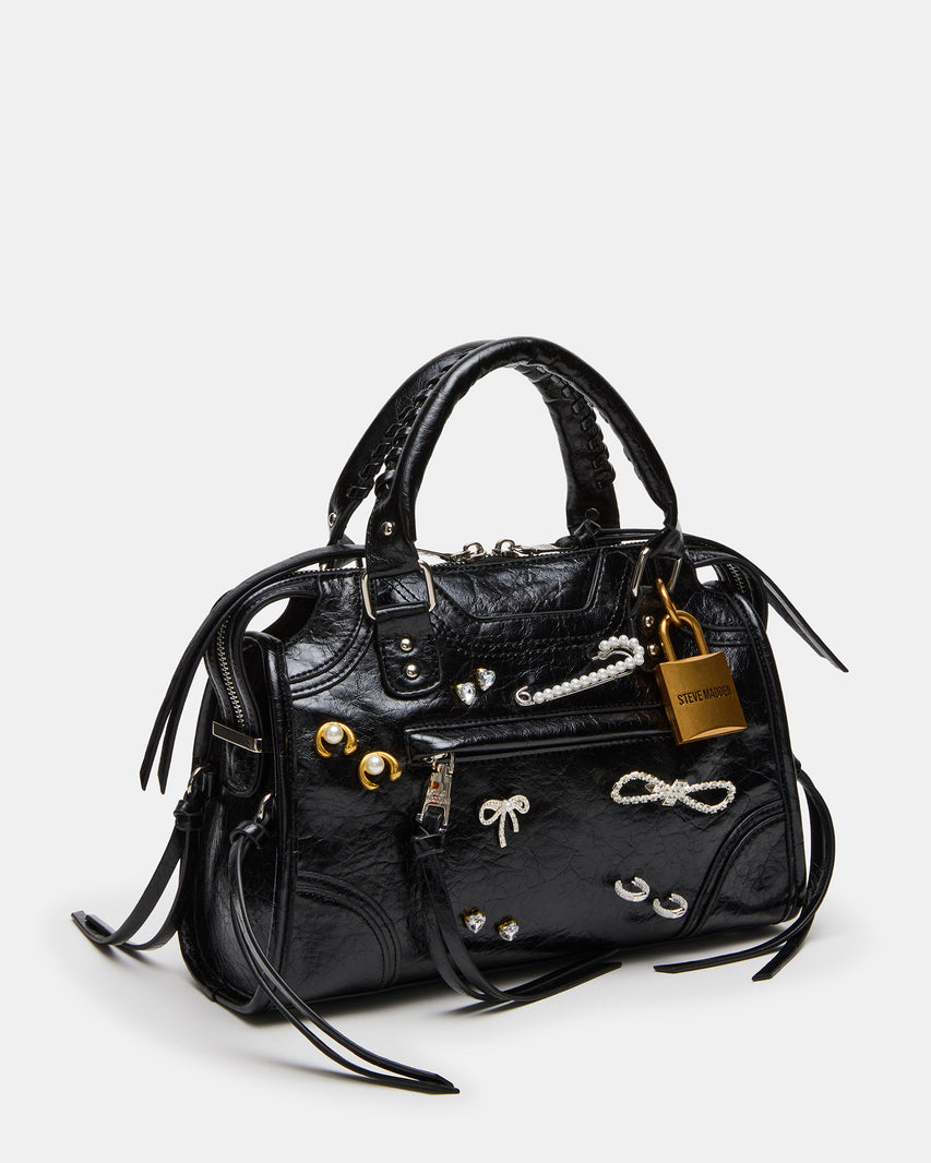 RIGGS BAG EMBELLISHED BLACK DISTRESSED