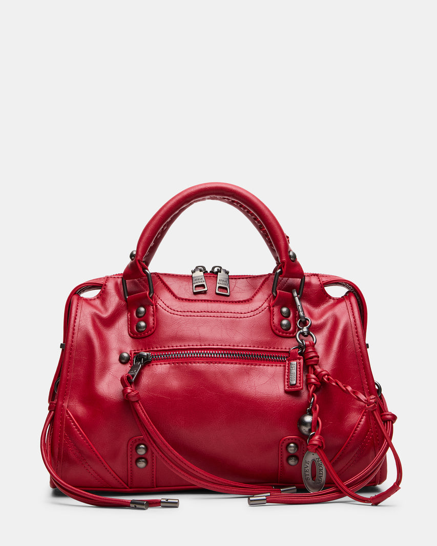RIGGS Red Slouchy Top-Handle Crossbody Satchel Handbag | Steve Madden