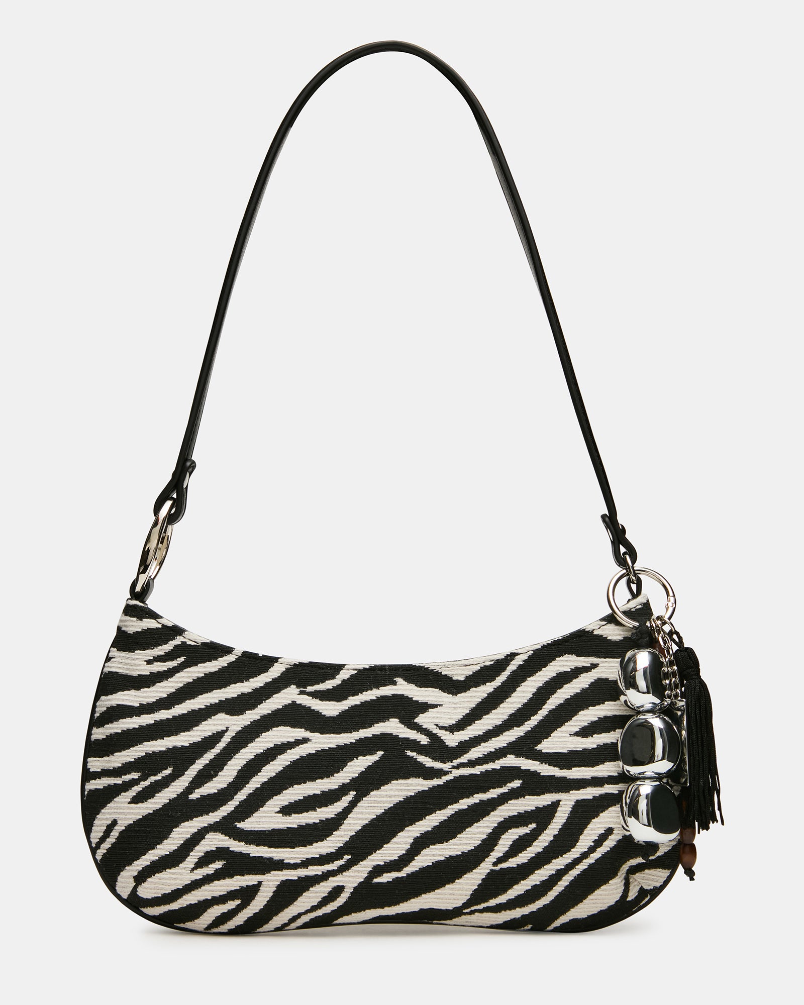 SABINE Zebra Animal Print Tassel Shoulder Bag Handbag | Steve Madden