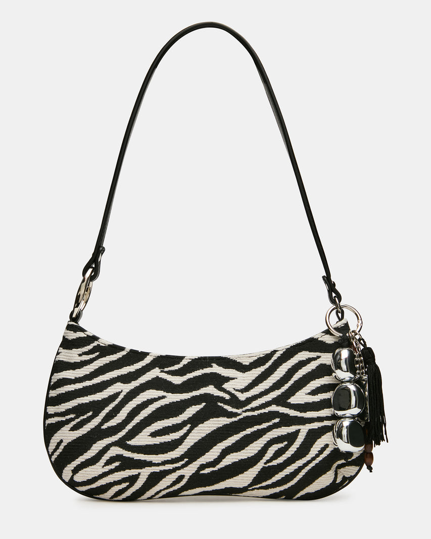 SABINE Zebra Animal Print Tassel Shoulder Bag Handbag | Steve Madden