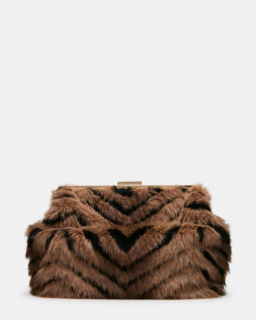 SEFINA FAUX FUR BAG BLACK/TAN - view 5