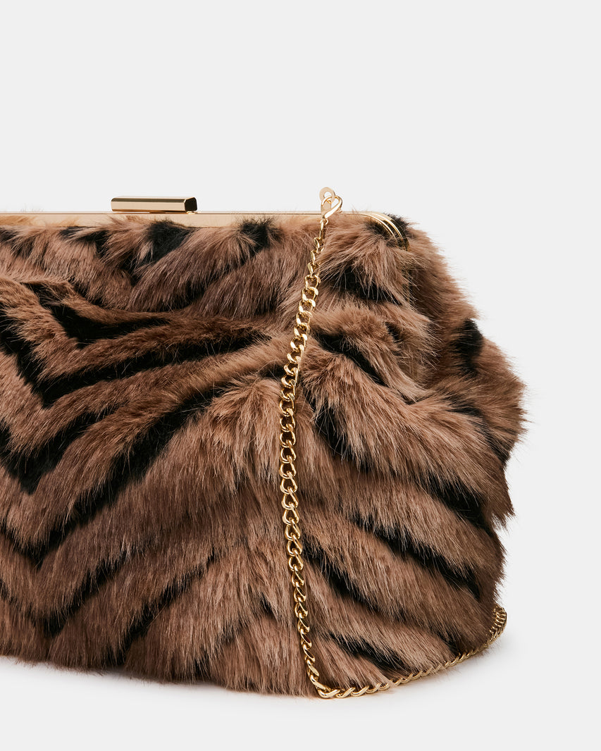 SEFINA FAUX FUR BAG BLACK/TAN - view 2