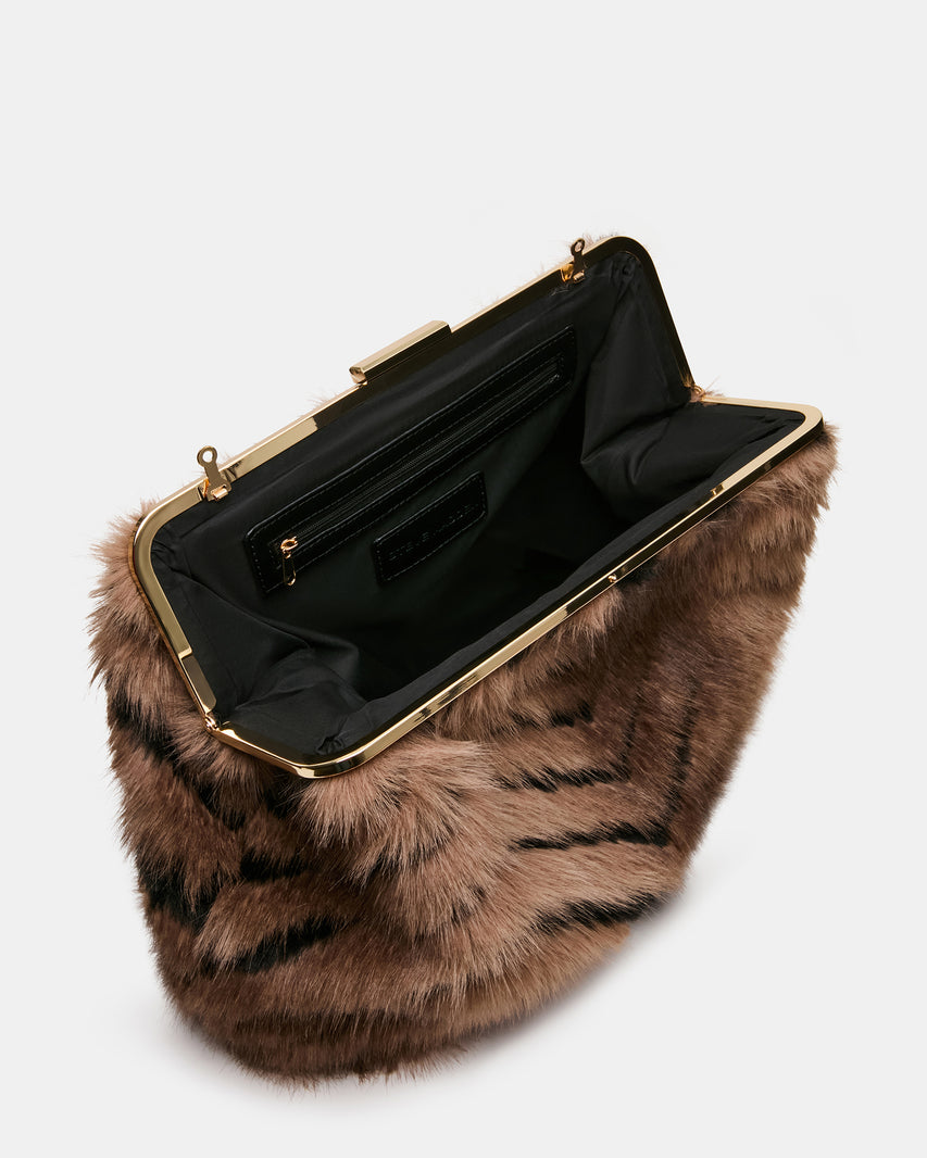 SEFINA FAUX FUR BAG BLACK/TAN - view 4