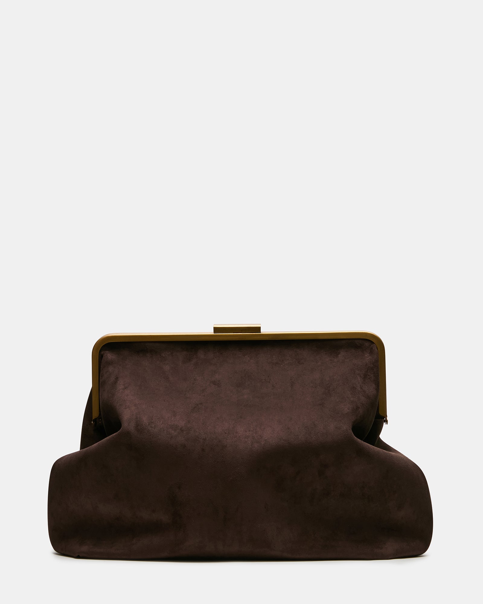 SEFINA Brown Suede Kiss-Lock Oversized Clutch Handbag – Steve Madden