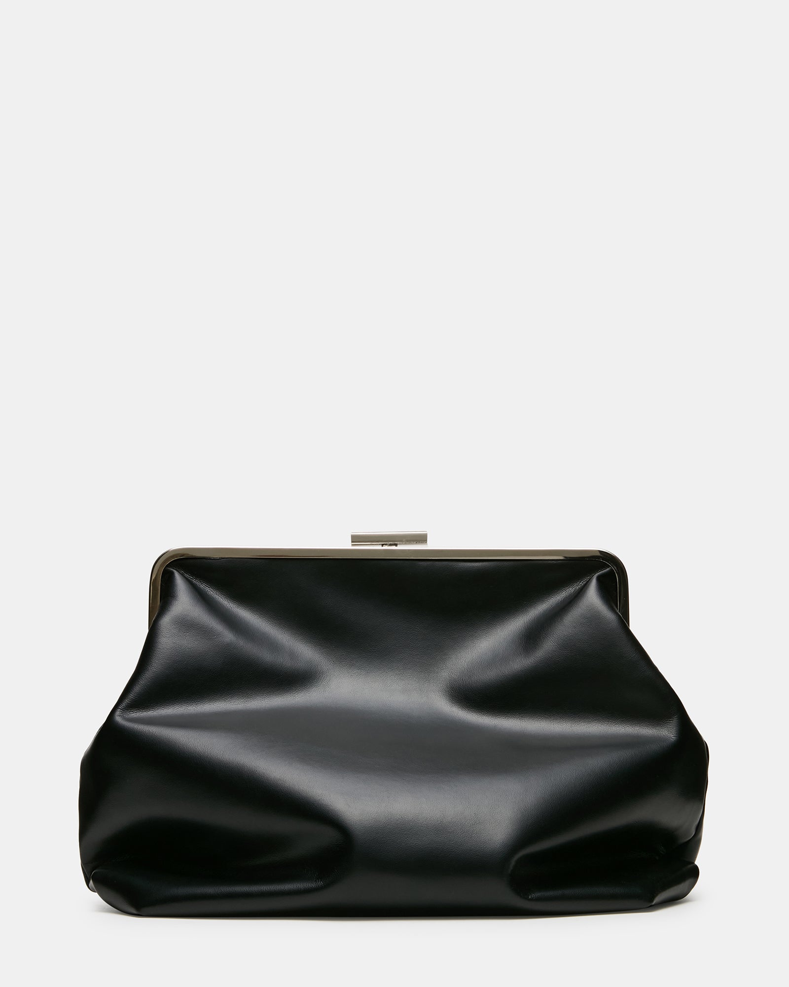 SEFINA Black Kiss-Lock Oversized Clutch Handbag | Steve Madden