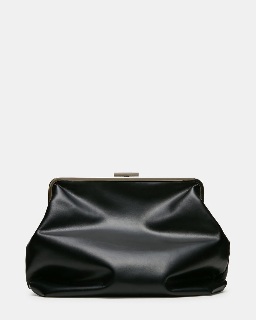 SEFINA Black Kiss-Lock Oversized Clutch Handbag | Steve Madden