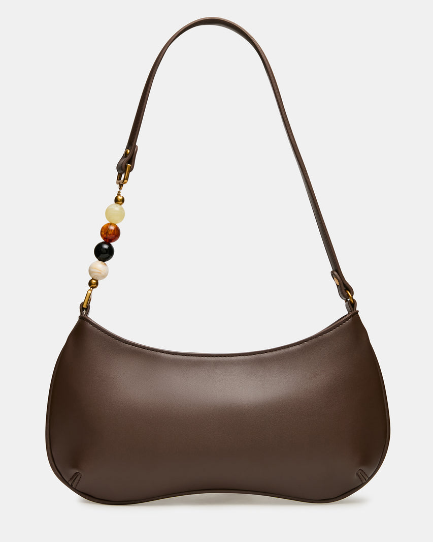 SEREN Chocolate Marble Beaded Strap Shoulder Bag Handbag | Steve Madden