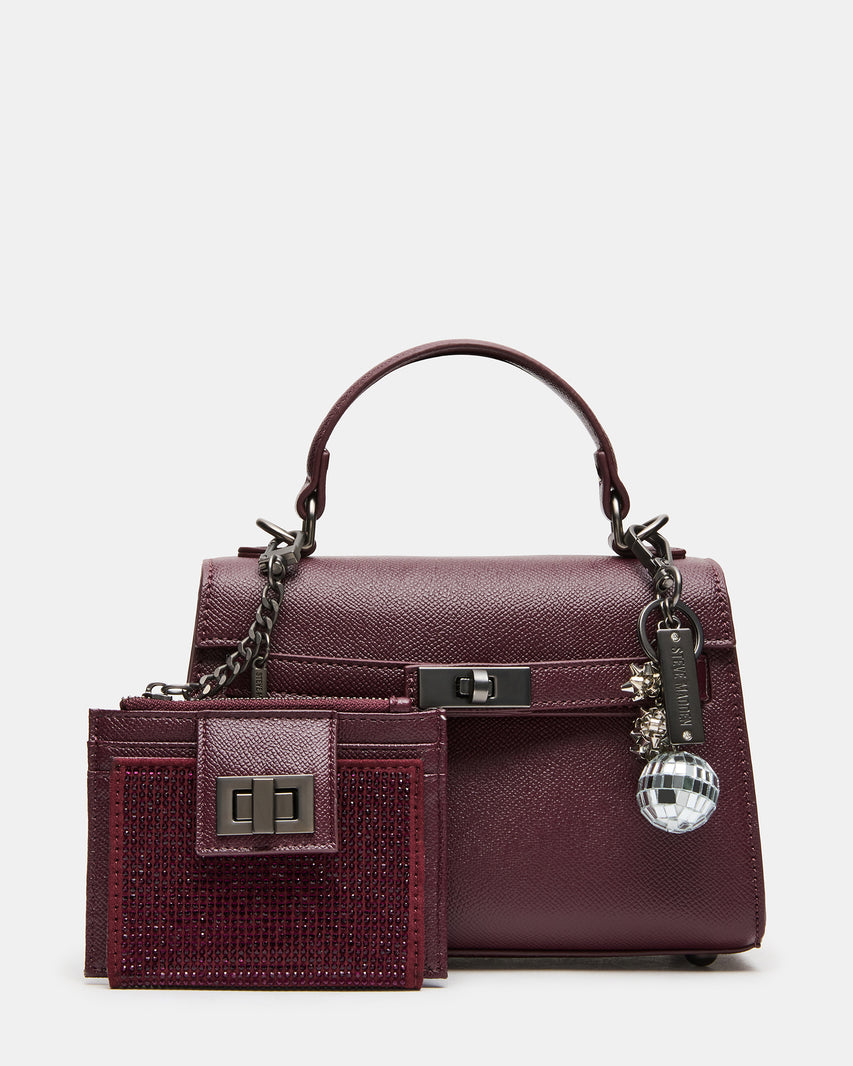 SIGNIFY Dark Cherry Top-Handle Crossbody Wallet Bag Charms Gift Set | Steve Madden