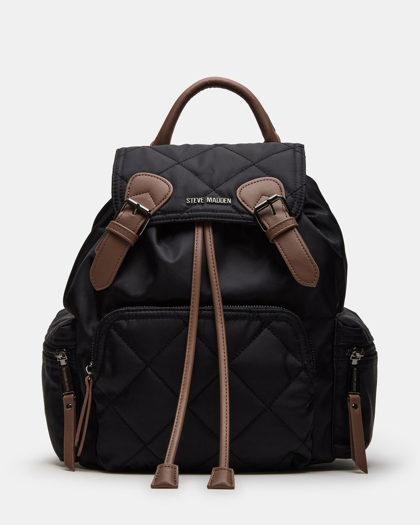 SOLLY Bag Black | Women's' Quilted Backpack | Steve Madden