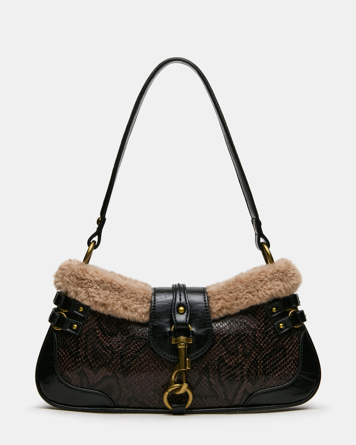 VEXA Sherpa Brown Multi Shoulder Handbag | Steve Madden