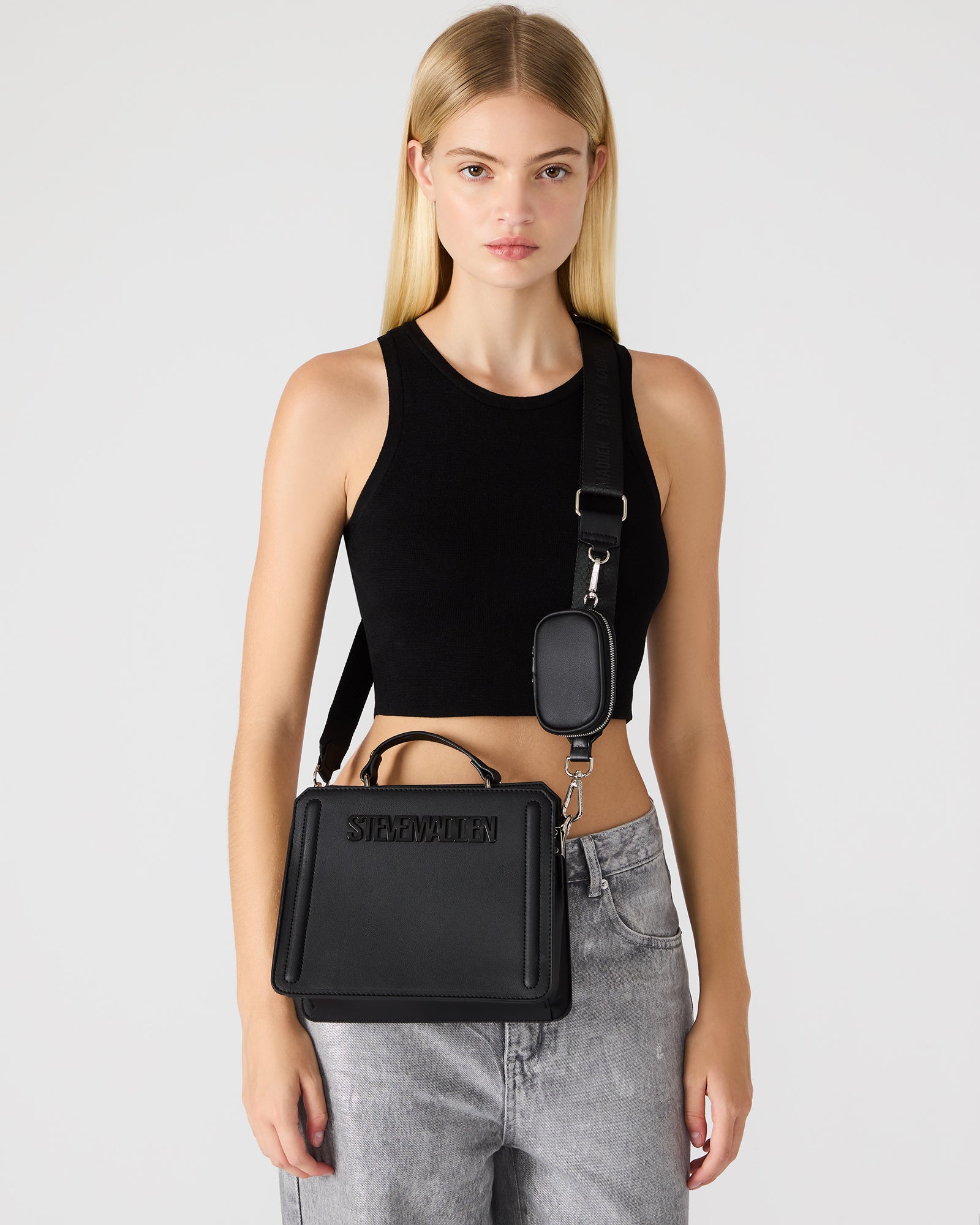 EVELYN Bag Black | Women's Top Handle Crossbody Bag – Steve