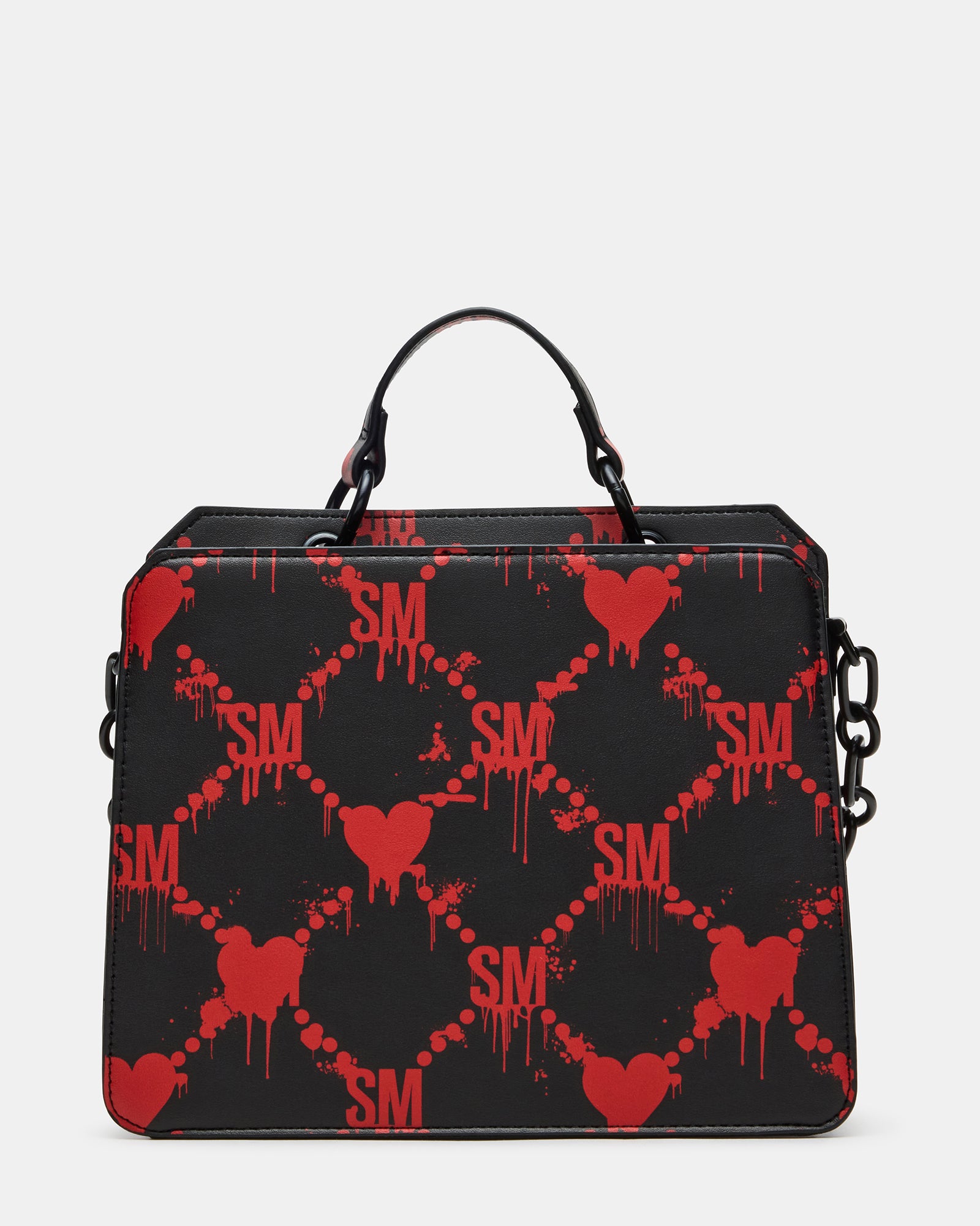 EVELYN BAG DRIPPY HEARTS BLACK/RED
